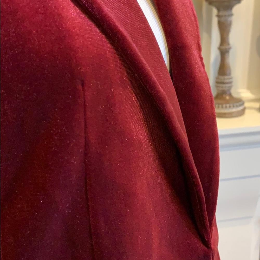 Wine velvet stretch blazer - Picture 7 of 7